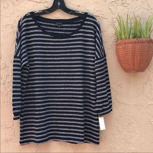 Mom’s Day Perfect BNWT Talbots Navy/White Striped Dropped Sleeved Sweater
